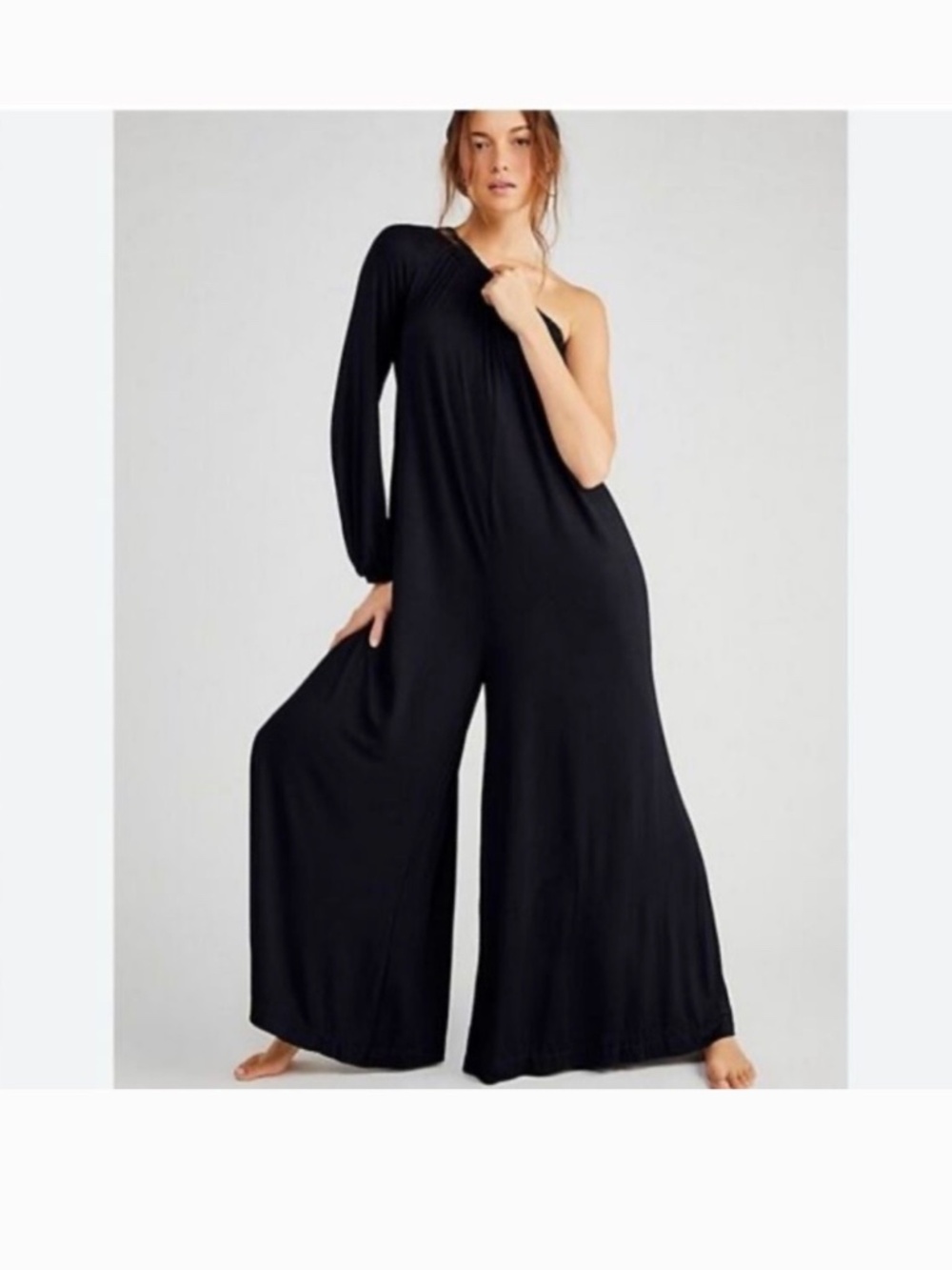 Free People Beach One Shoulder Wideleg Jumpsuit (Cobalt Blue)